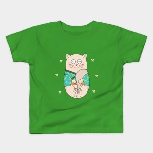 cute Japanese cat front Kids T-Shirt